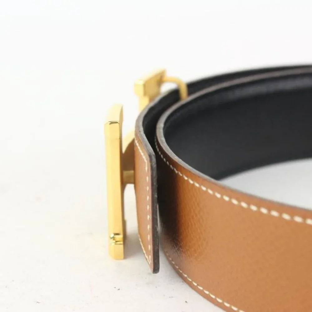 Hermès 32mm Reversible H Logo Belt Kit Brown x Black x Gold 1H96a